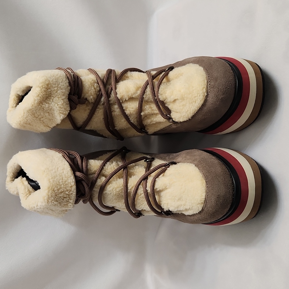 Paloma Barceló Kiran Suede Platform Genuine Shearling Lining Booties (W Size 40) - Picture 7 of 15